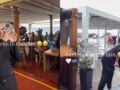 Σαντορίνη: Εργαζόμενοι παλεύουν με τα νερά ενώ οι πελάτες απολαμβάνουν χαλαροί τον καπουτσίνο τους