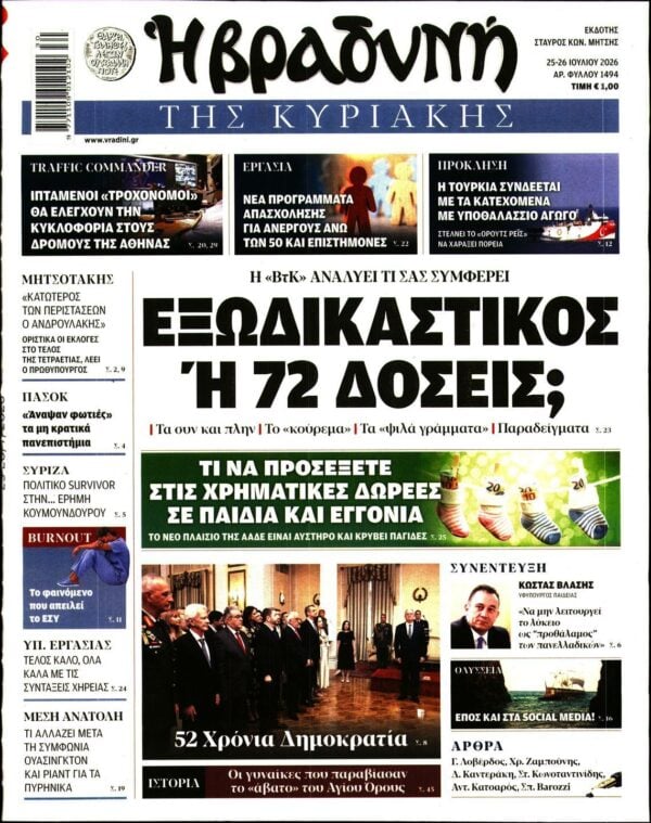 ΒΡΑΔΥΝΗ ΤΗΣ ΚΥΡΙΑΚΗΣ